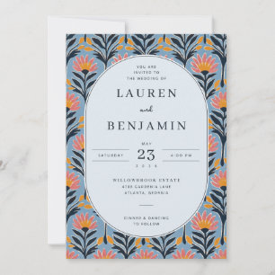 Invitation Bordure florale corail joyeux