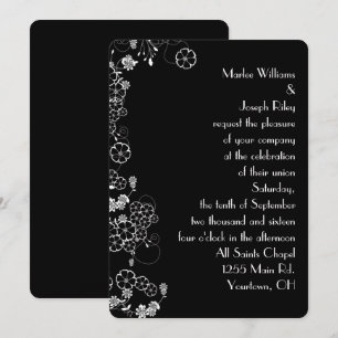 Invitation Bordure florale japonaise blanche