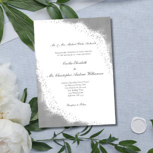 Invitation Bordure grise argentée Mariage minimaliste moderne