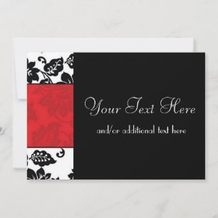 Invitation Bordure noire, blanche et rouge des Damas