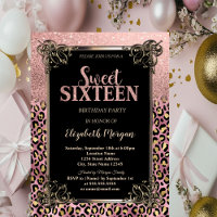Bordure Pailletée Rose Gold Léopard Sweet 16