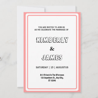 Invitation Bordure rose élégant minimaliste moderne mariage