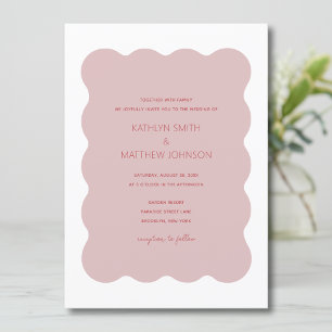 Invitation Bordure rose rouge vague moderne Mariage rétro