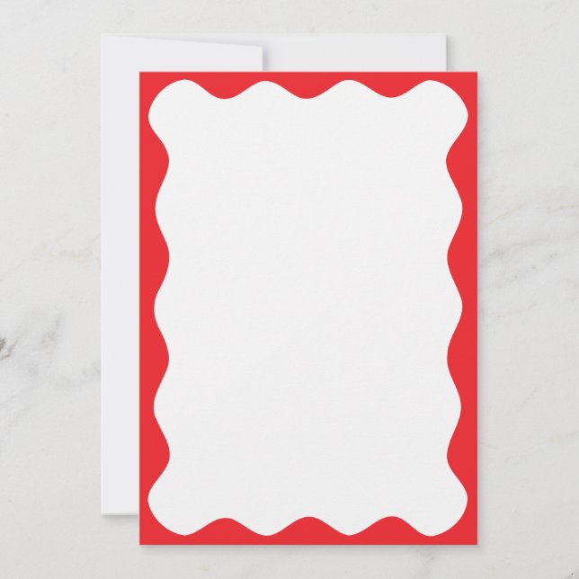 Invitation Bordure rouge vif Noël Blanc Texte personnalisé (Devant)
