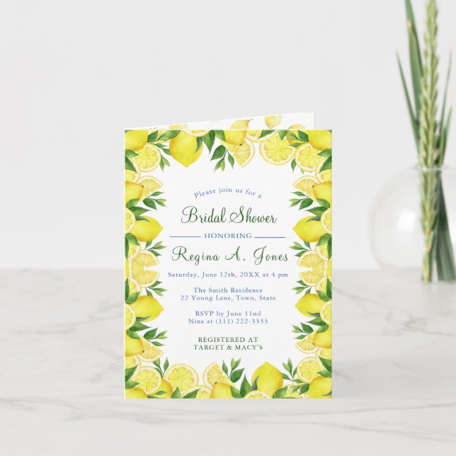 Invitation Bordure sans couture de fruits de citron floral à  (Devant)