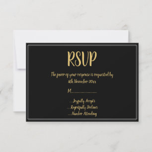 Invitation Bordure simple Noir Or Toutes Occassion RSVP
