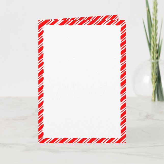 Invitation Bordure sucre de canne Noël Blanc Texte personnali (Devant)