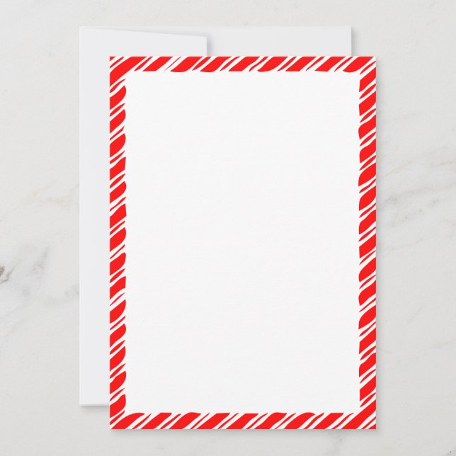 Invitation Bordure sucre de canne Noël Blanc Texte personnali (Devant)