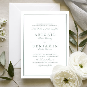 Invitation Bordures élégantes mariage minimaliste vert sauge