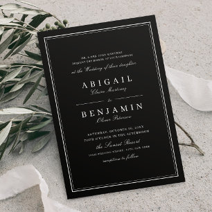 Invitation Bordures élégantes noir et blanc minimaliste maria