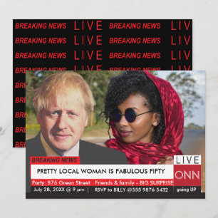 Invitation Boris Johnson Femmes 50e anniversaire Funny TV New