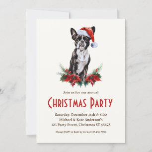 Invitation Boston Terrier dans la fête de Noël du chien de Sa