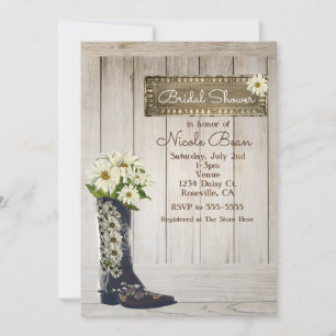 Invitation Bot rustique de campagne avec douche de mariage de