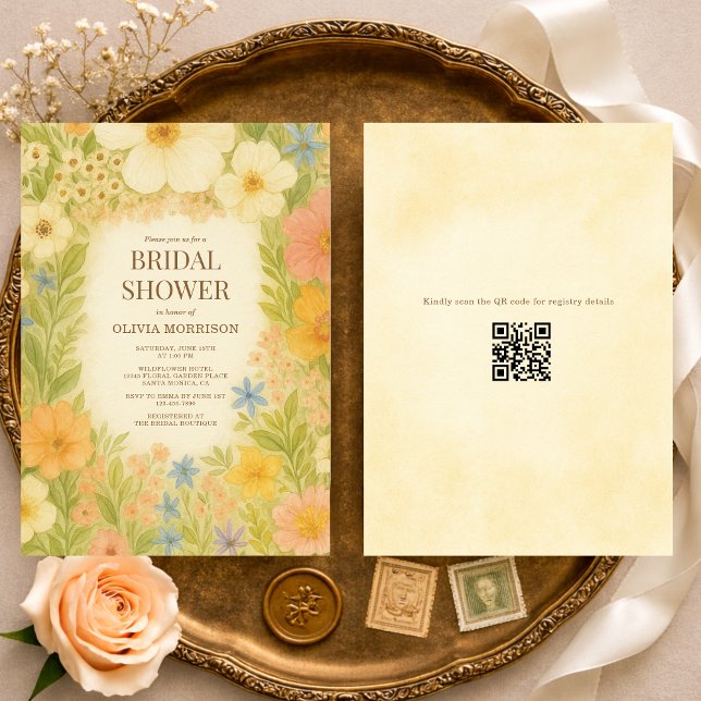 Invitation Botanical Garden Floral QR Code Bridal Shower (Créateur téléchargé)