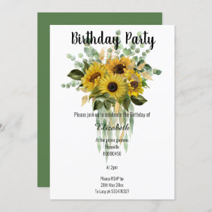 INVITATION BOTANICAL SAGE SUNFLOWWWERS EUCALYPTUS BOUQUET