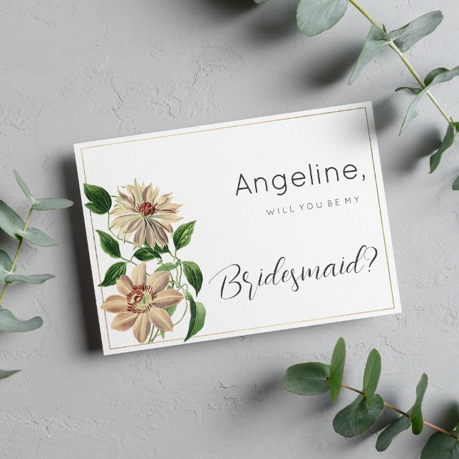 Invitation Botanique blanche rouge vert floral Bridesmaid (White red green floral botanical Bridesmaid)