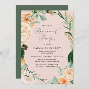 Invitation Botanique Boho Blush Pink Pastel Parti de retraite