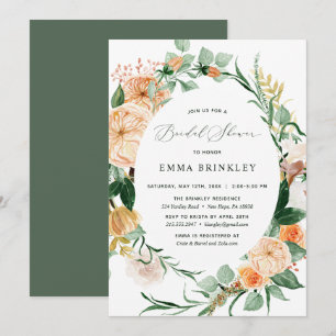 Invitation Botanique Boho Fête des mariées verte neutre