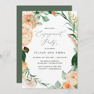 Invitation Botanique Boho Floral Neutral Engagement Party Inv
