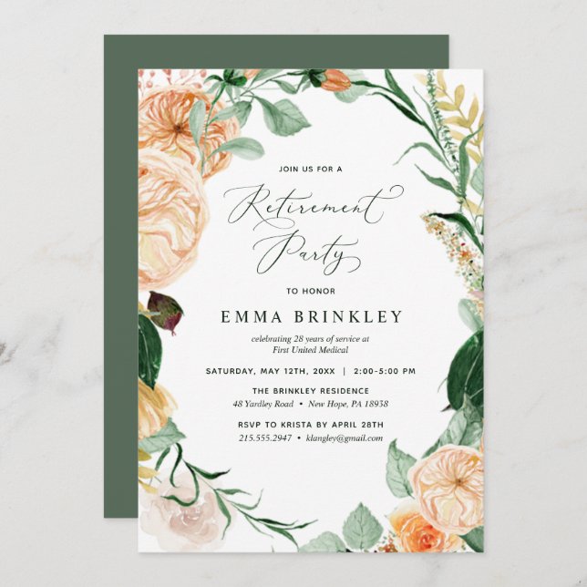 Invitation Botanique Boho Floral Neutral Retraite Party Inv (Devant / Derrière)