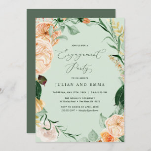 Invitation Botanique Boho Sage Green Neutral Engagement Party