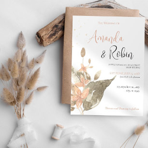 Invitation Botanique Boho simple feuille Mariage vert