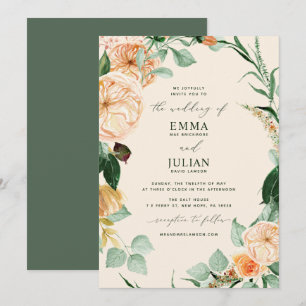Invitation Botanique Boho verdure Élégant Mariage de pêche