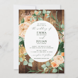 Invitation Botanique Boho verdure Rustique Mariage de bois