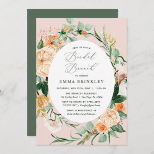 Invitation Botanique Boho vert pâle rose rose pâle Brunch nup