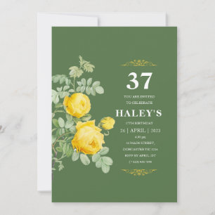 Invitation Botanique Chic Fleur Jaune & Vert 37e Anniversaire
