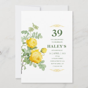 Invitation Botanique Chic Jaune & Vert Floral 39e anniversair