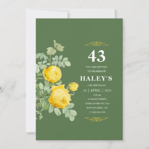 Invitation Botanique Chic Jaune & Vert Floral 43e anniversair