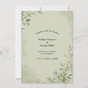 Invitation Botanique de mariage en lin sauge rustique