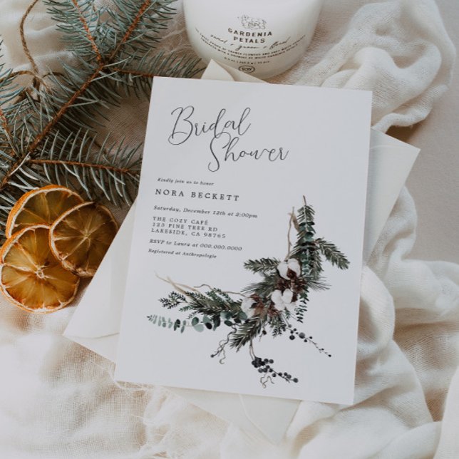 Invitation Botanique D'Hiver À La Douche Nuptiale (Créateur téléchargé)