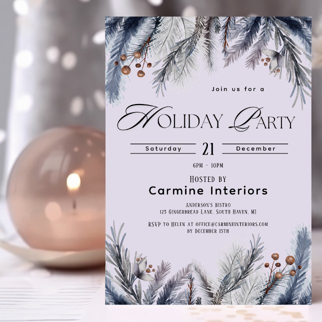 Invitation Botanique d'hiver moderne Fête de Fêtes d'entrepri (Créateur téléchargé)