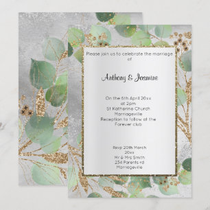 INVITATION BOTANIQUE ÉLÉGANTE EN MARBRE D'OR EN AR