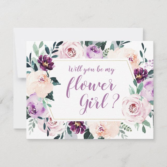 Invitation Botanique en fleurs Serez-vous ma fille de fleurs (Devant)