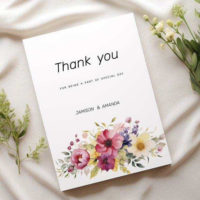 Invitation Botanique été coloré Merci floral (Botanical summer colorful floral Thank You )