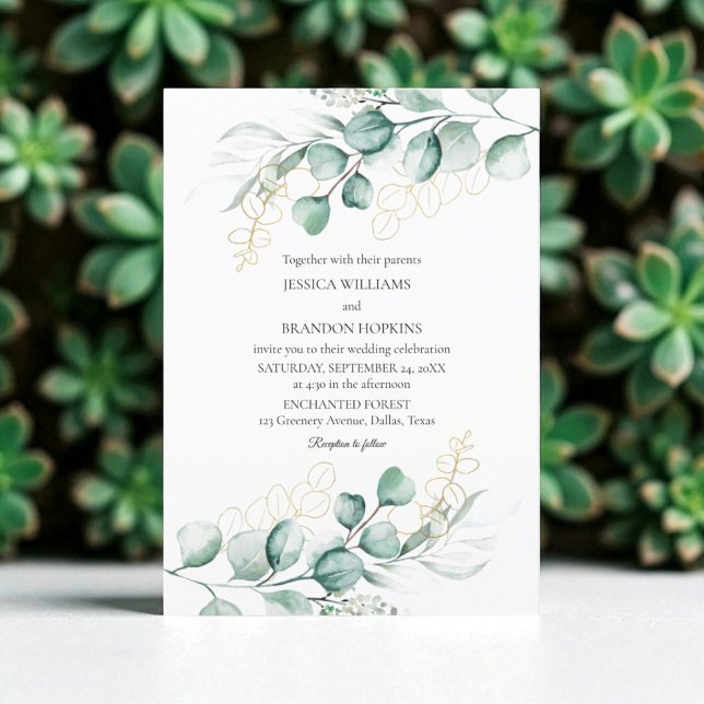 Invitation Botanique Eucalyptus Rustique Boho Mariage de verd (Créateur téléchargé)