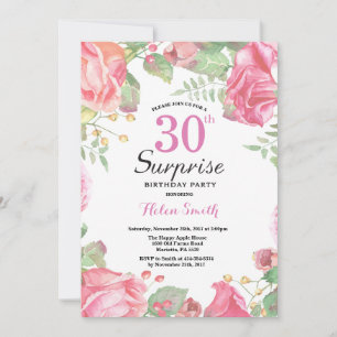 Invitation Botanique Floral Surprise 30e anniversaire Invitat