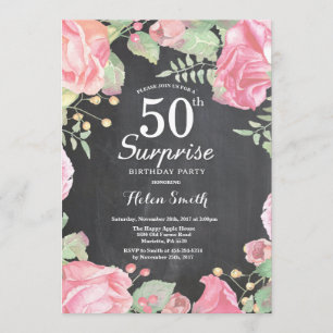 Invitation Botanique Floral Surprise 50e anniversaire Invitat
