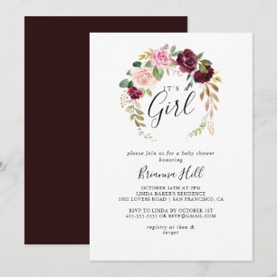 Invitation Botanique florale rustique C'est un Baby shower fé