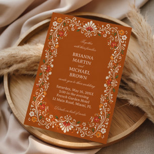 Invitation Botanique folklorique rustique élégante mexicaine