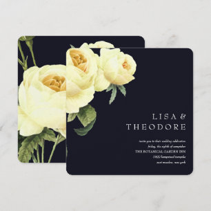 Invitation Botanique   Mariage rose Vintage bleu jaune