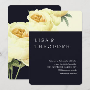 Invitation Botanique   Mariage Vintage Jaune bleu