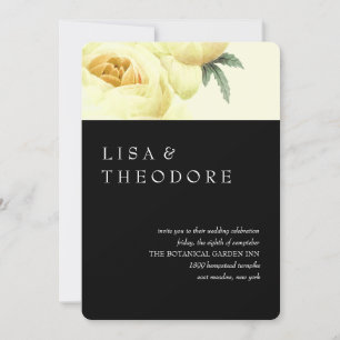 Invitation Botanique   Mariage Vintage Jaune Noir