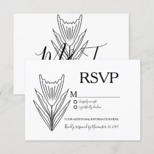 Invitation Botanique minimaliste Ligne Florale Mariage Art RS