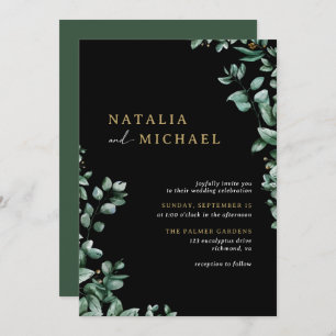 Invitation Botanique moderne d'Eucalyptus   Mariage Moody noi