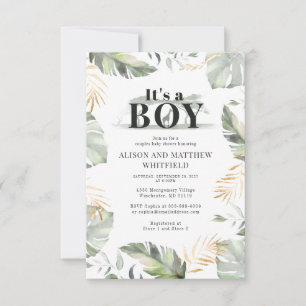 Invitation Botanique Moderne Jungle Safari Baby shower Giraff