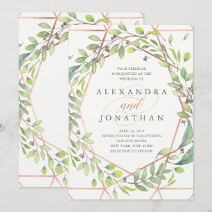 Invitation Botanique moderne   Mariage d'apparence cuivre